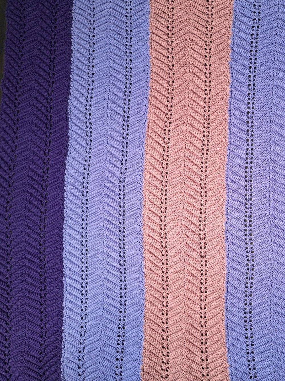 Purple and Pink Hand Knit Throw Blanket